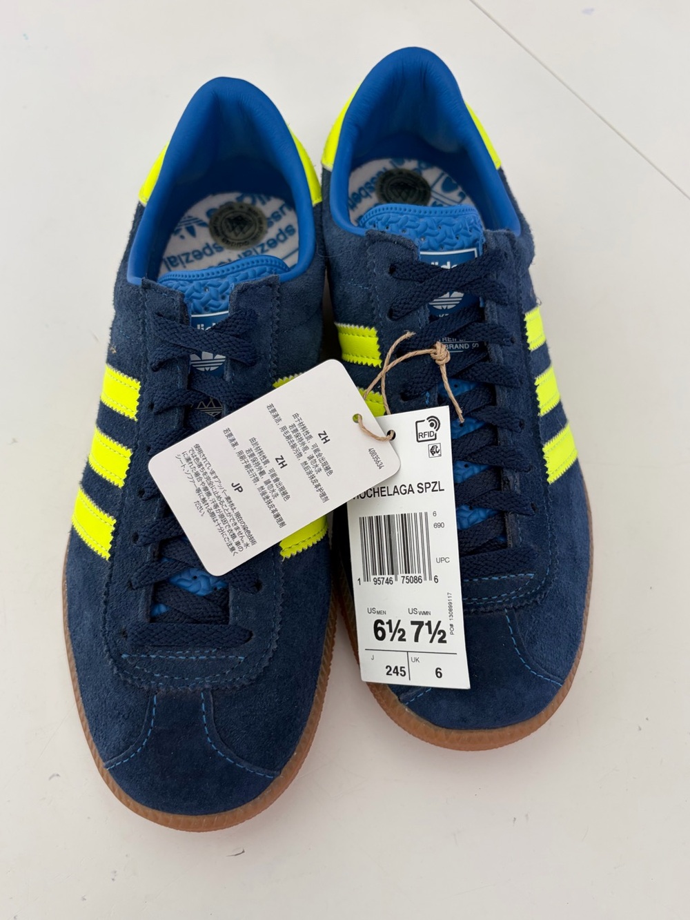 Adidas Hochelaga SPZL Night Indigo Solar Yellow Spezial Sneakers Size 7.5 NWT